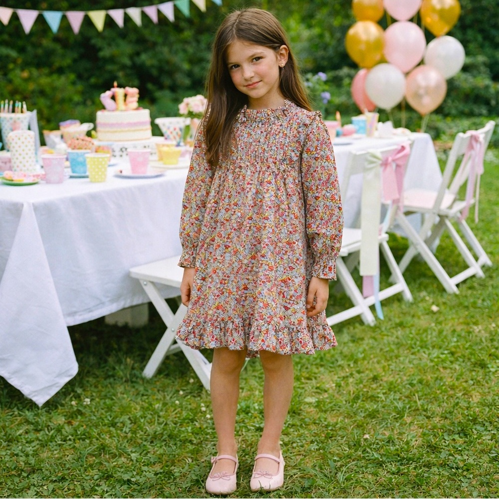 Doen Girls Floral Ruffle Hem Dress